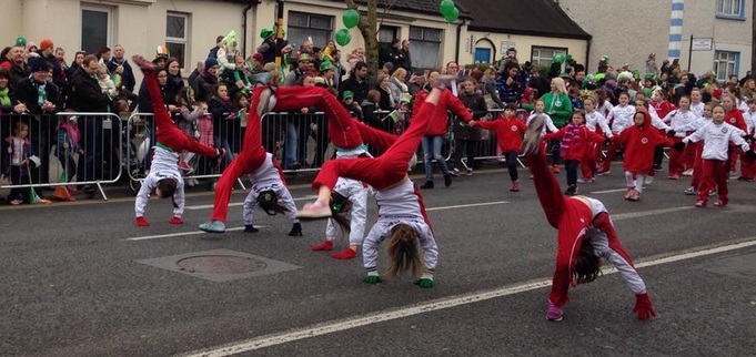 Dancers dancing at St. Patricks day parade in swords Dublin