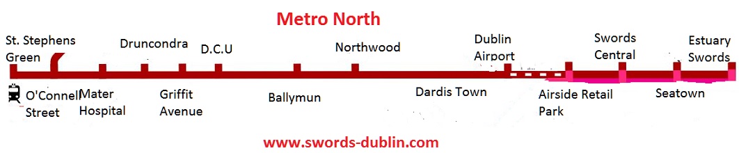 metro north map swords to dublin